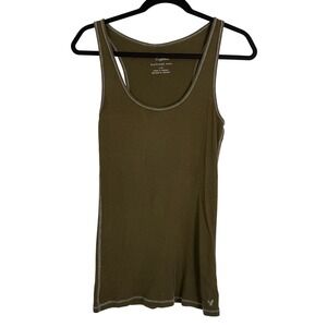 Vtg Y2K American Eagle Ribbed Boyfriend Tank‎ Top Sz L contrast trim Bella Swan